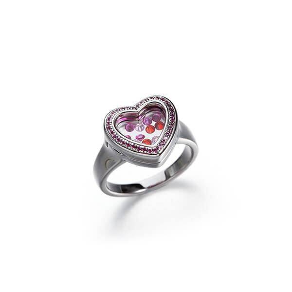 Sterling Silver Heart Glass Locket Ring