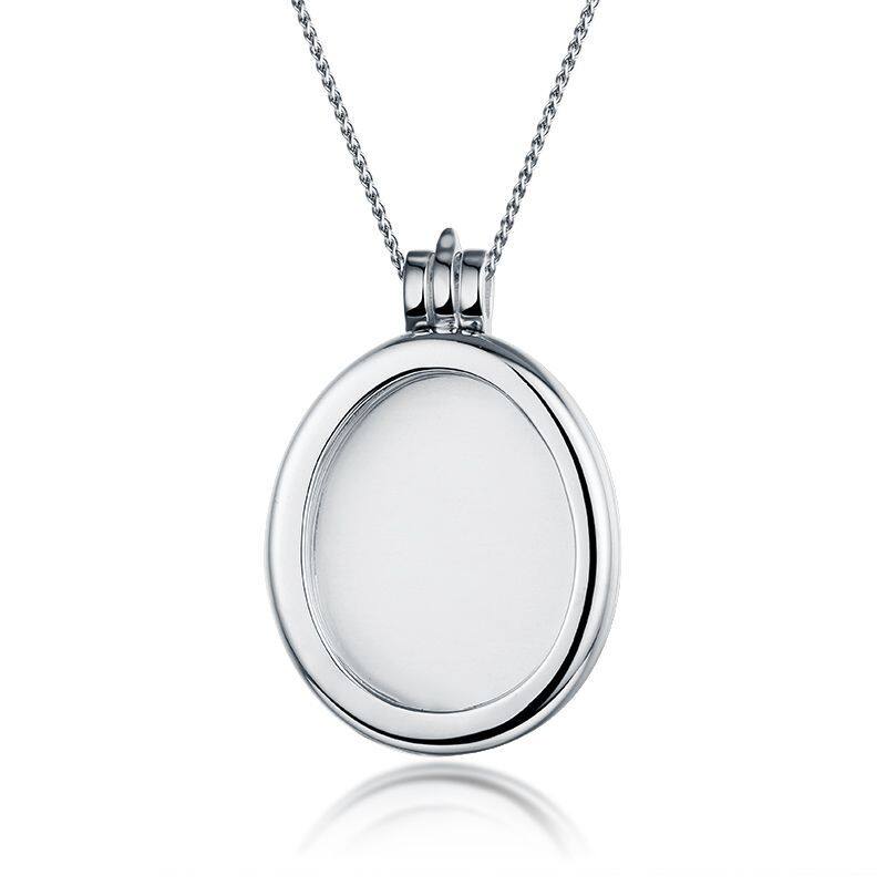 Sterling Silver Oval  Glass Locket Pendant