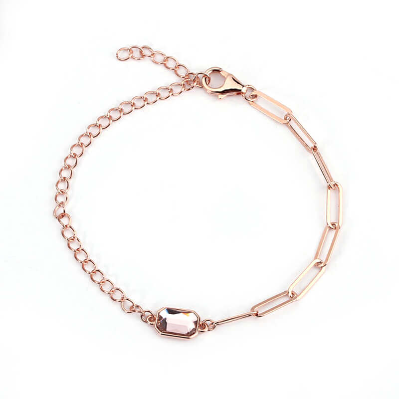 Sterling Silver Swarovski  Long Link chain Bracelet