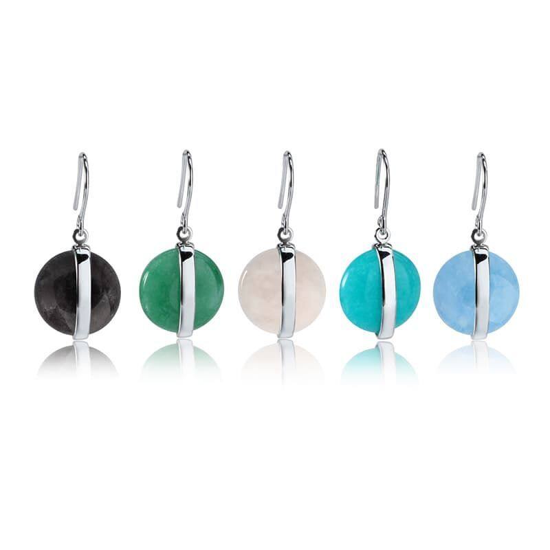 Sterling Silver Colorful Flat Gemstone Earring Hook