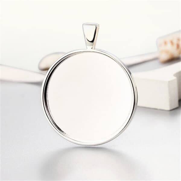 Sterling Silver Round Blank Bezel Pendant