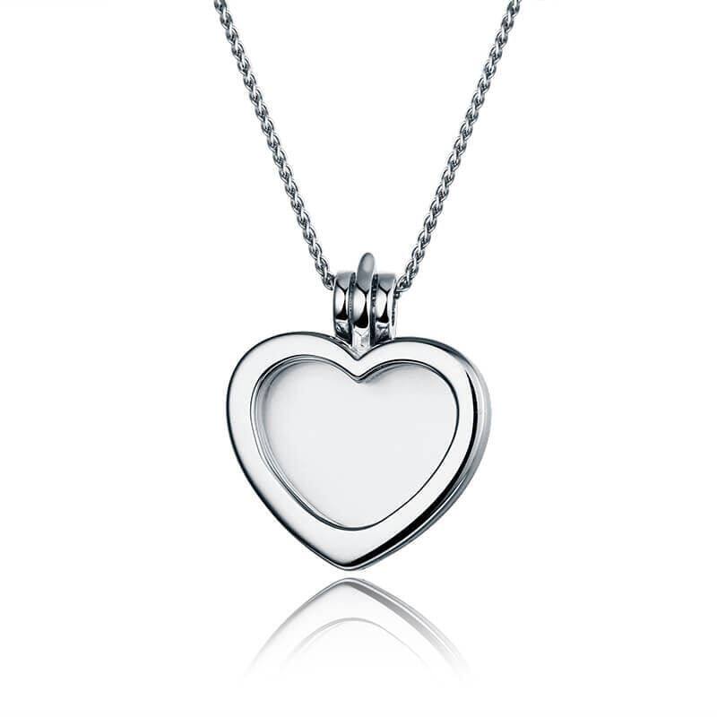 Sterling Silver Heart Glass Locket Pendant