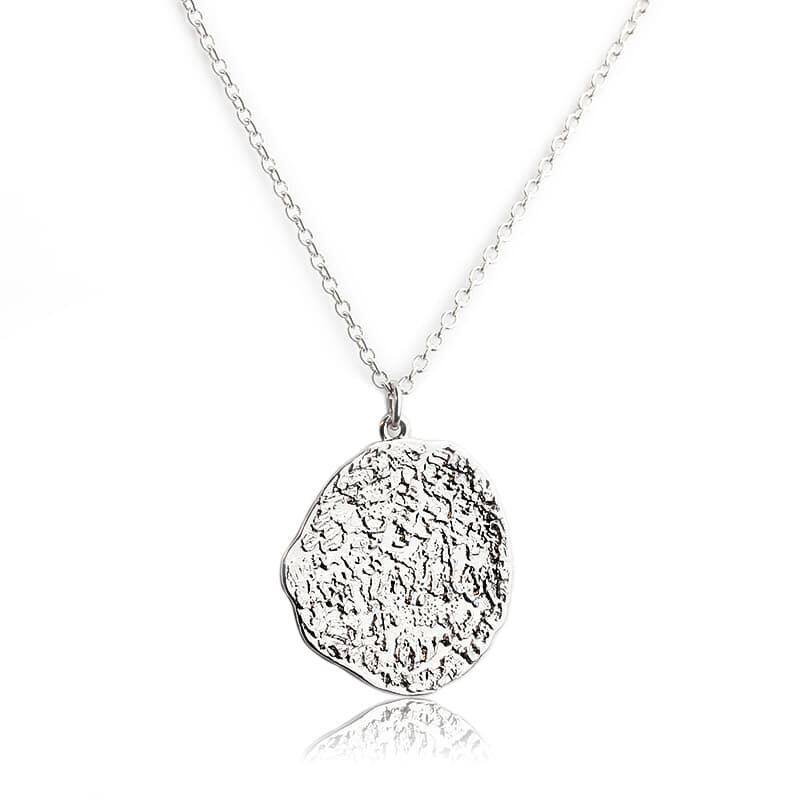 Sterling Silver Irregular Disc Hammered Pendant