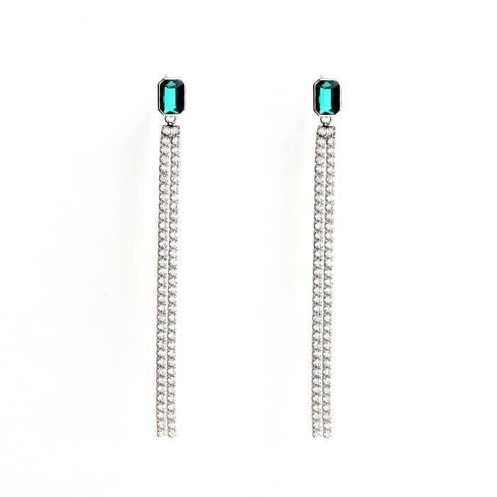 Sterling Silver Swarovski Crystal Tennis Chain Earrings