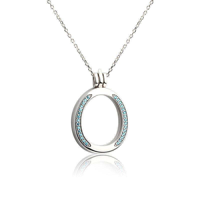 Sterling Silver Oval  Glass Locket Pendant