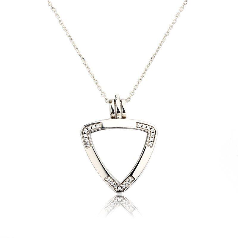 Sterling Silver Triangle Shape Glass Locket Pendant