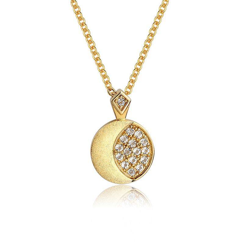 Sterling Silver CZ Round Coin Pendant