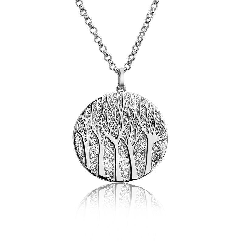 Sterling Silver Hammered Tree Of Life Necklace Pendant