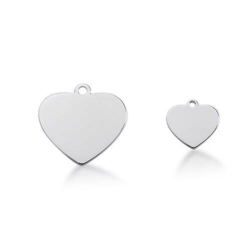 Sterling Silver Heart Blank Charm Pendant