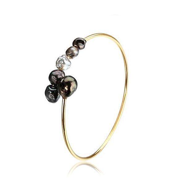 Tahitian Black Keshi Pearls  Open Bangle