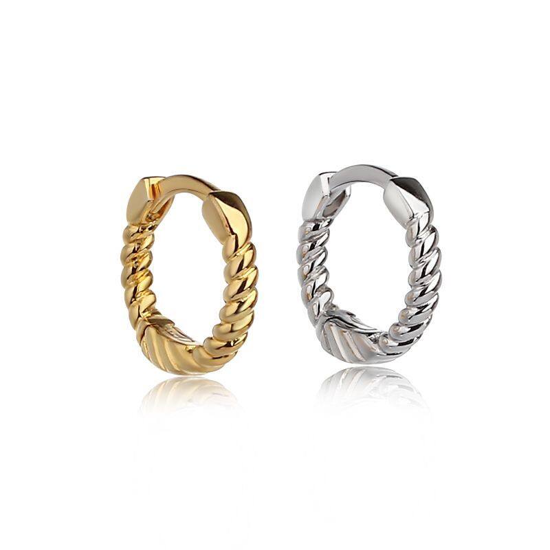 Sterling Silver Twist Huggie Hoop Earrings