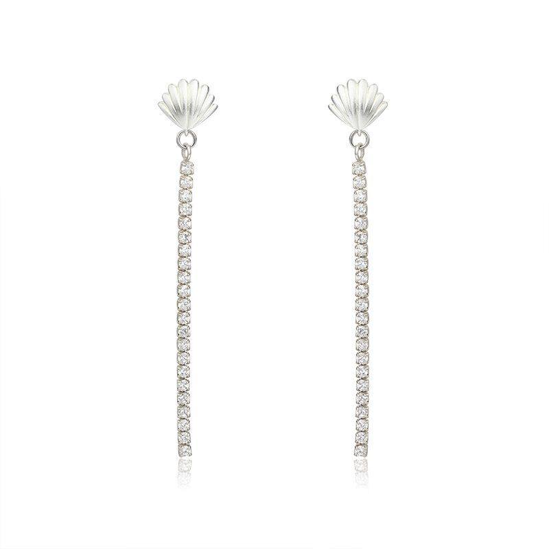 Sterling silver Tennis Chain Seashell  Eearrings