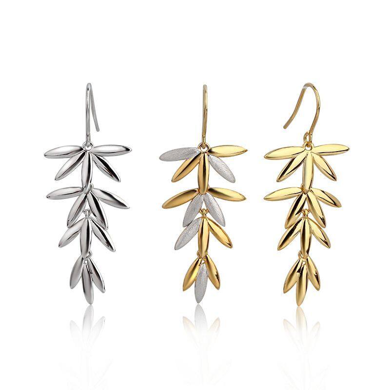 Sterling Silver Leaves Hook Earrings