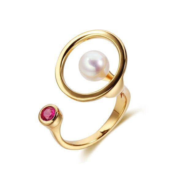 Sterling Silver CZ And Pearl Adjustable Ring