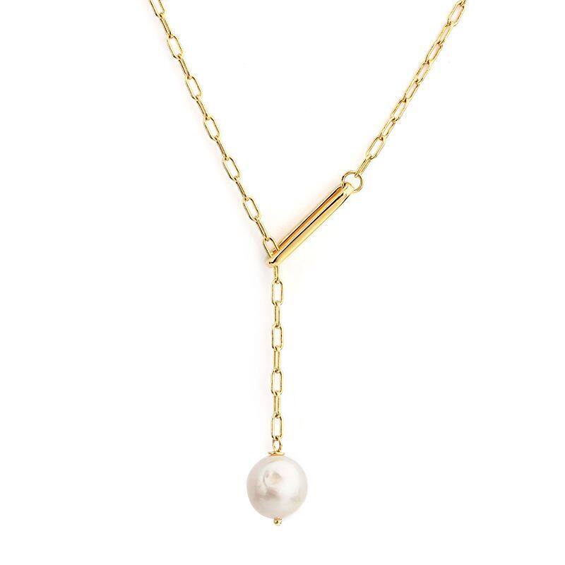 Sterling Silver  Pearl Chain Necklace