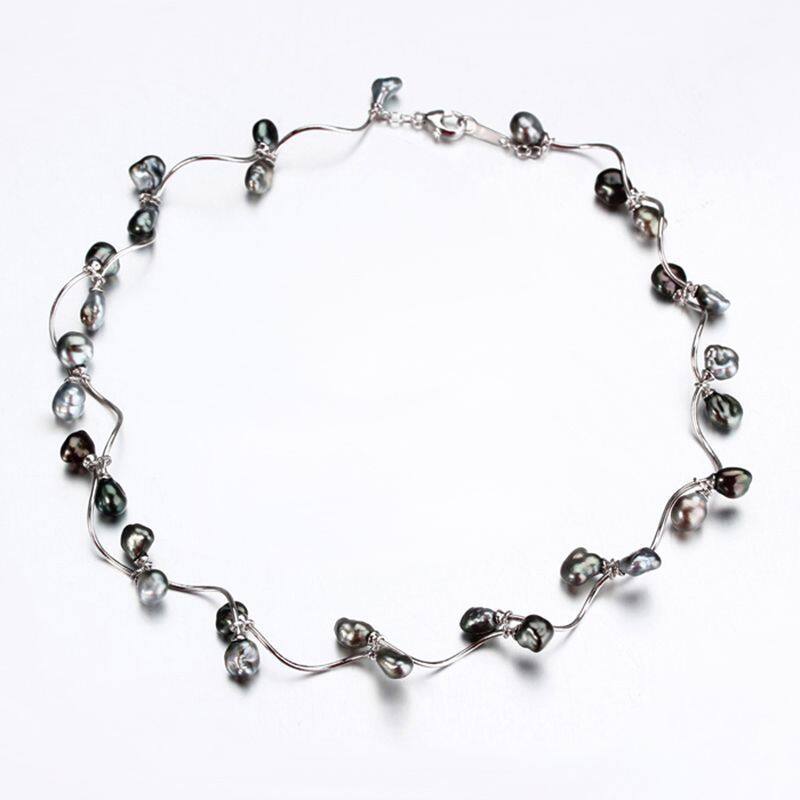 Sterling Silver Tahitian Pearl  Choker Necklace