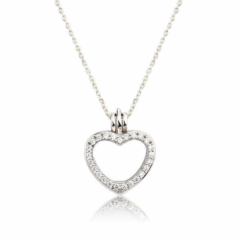 Sterling Silver CZ Heart Locket Pendant