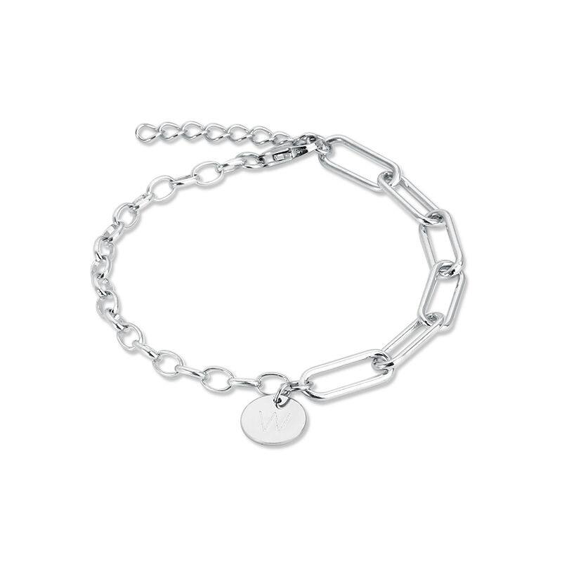 Sterling Silver Chunky Chain With Blank Circle Charm Bracelet