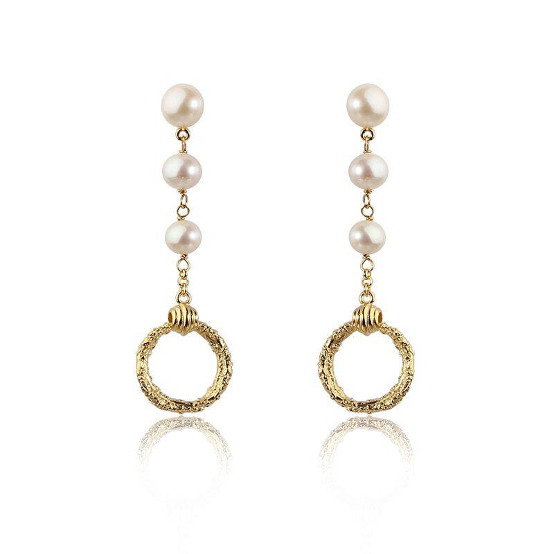 925 Sterling Silver Pearl Hoop Earring Studs