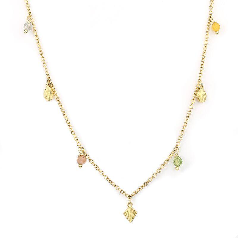 Sterling silver tourmaline with diamond cut charm necklace