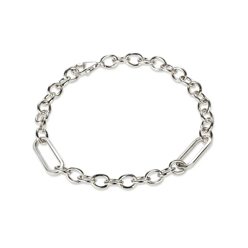 925 Sterling Silver Long Link Chain Bracelet