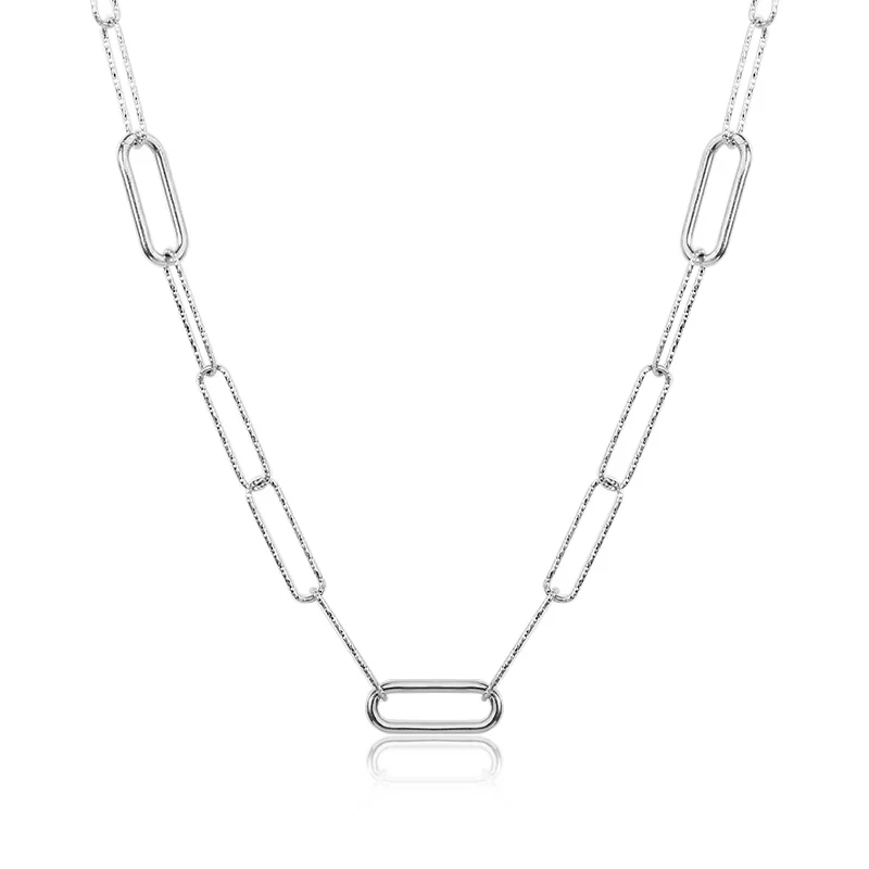 925 Sterling Silver Paperclip Chain Short Necklace