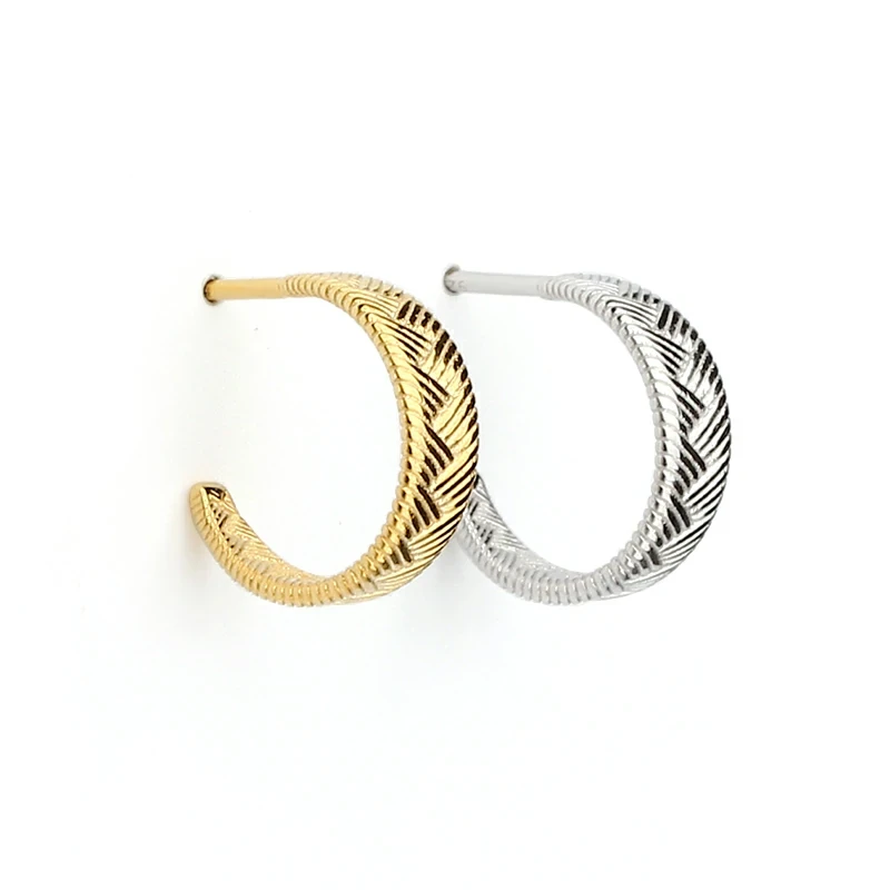 925 Sterling Silver Texture  Band Earring Hoop