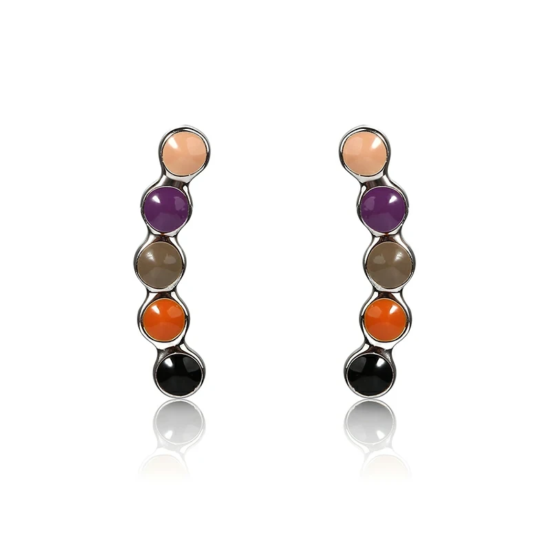 925 Sterling Silver Colorful Enamel Earring Studs