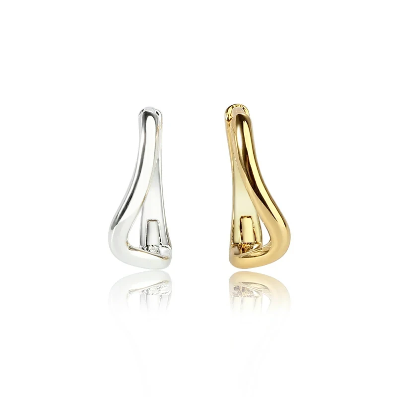 Sterling Silver 925 Simple Irregular Line Huggies Earring