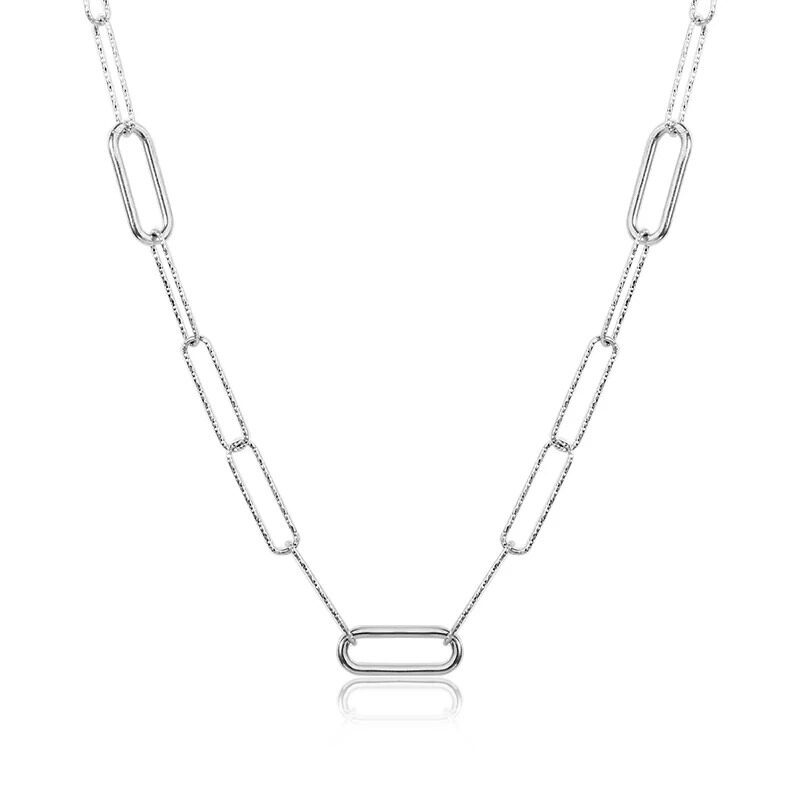 925 Sterling Silver Paperclip Chain Short Necklace