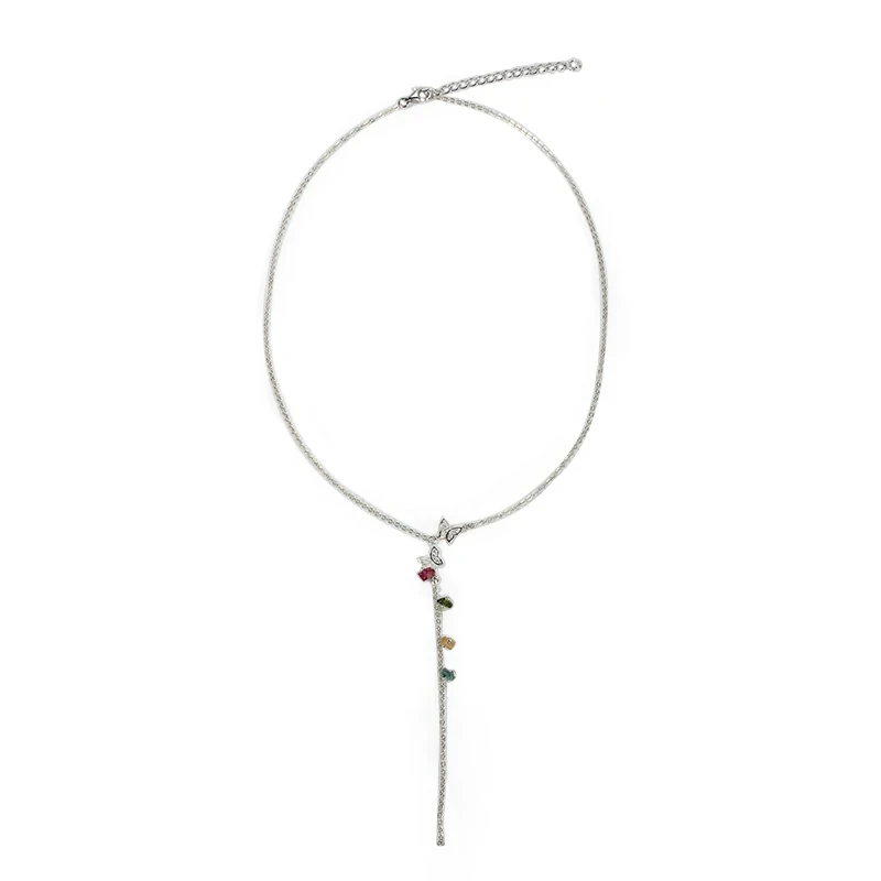 925 Sterling Silver Spring Gemstones Necklace