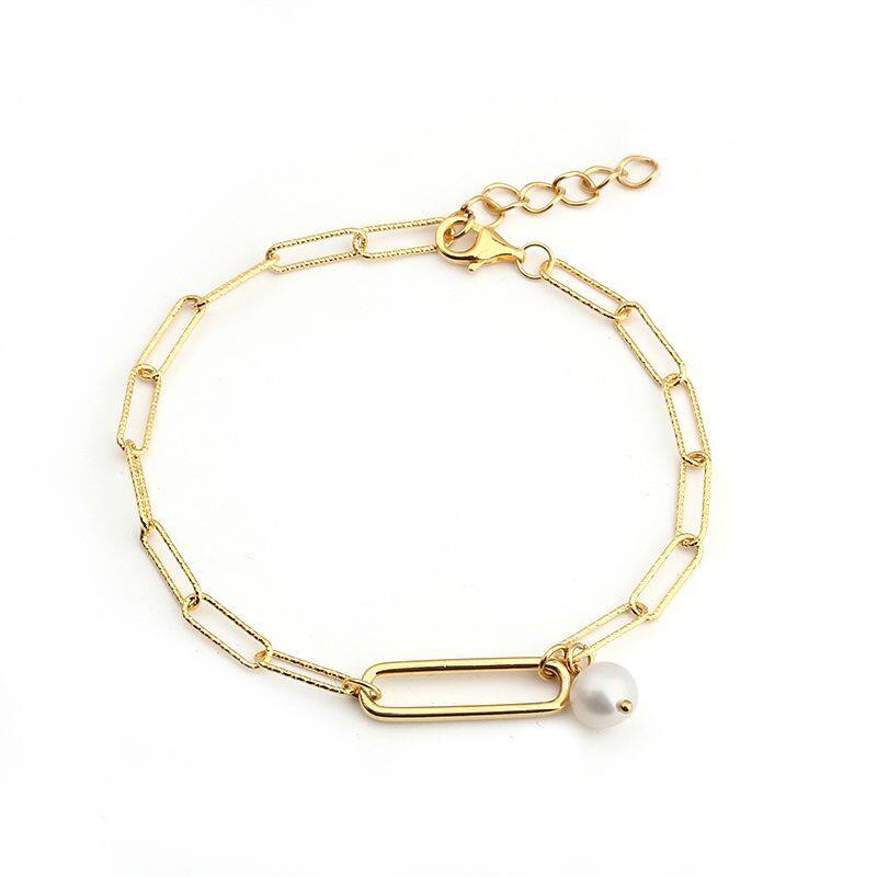 Paperclip chain bracelet silver 