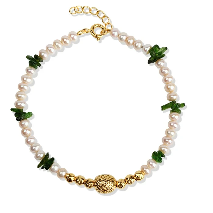 925 Sterling Silver Gemstone & Pearls Bracelet