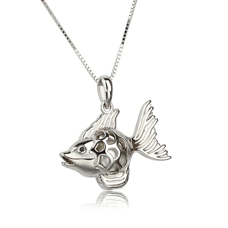Sterling Silver 925 Fish Locket for 8mm Stone