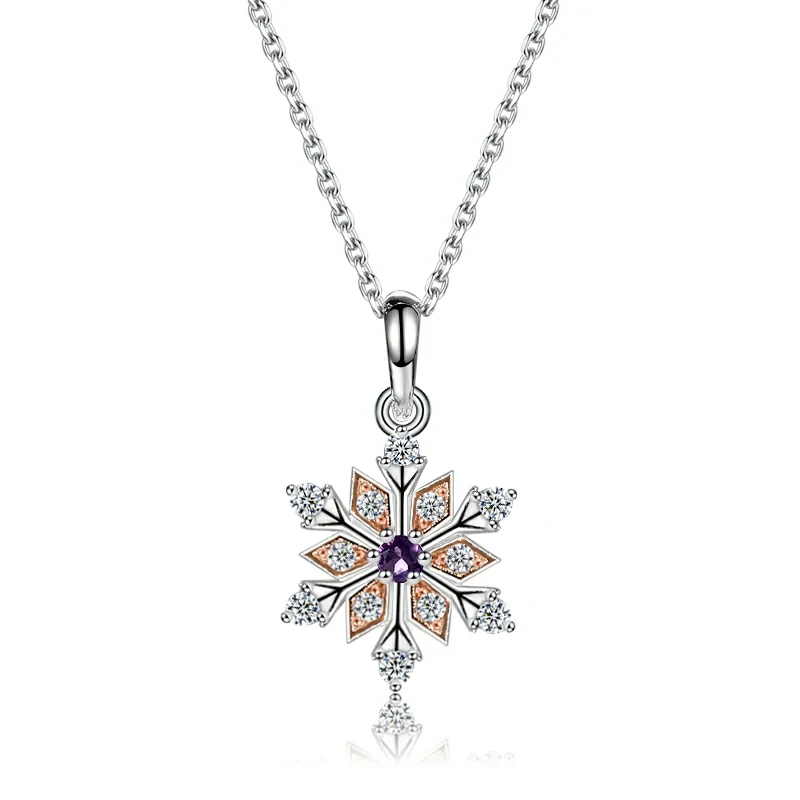 925 Sterling Silver Gemstones Snowflake Pendant