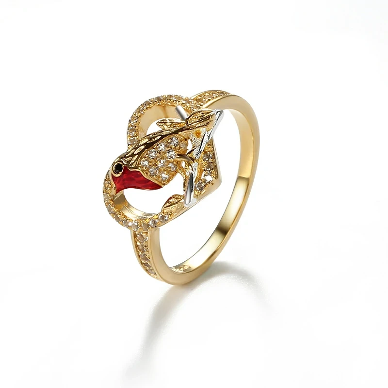 Gold Plated 925 Sterling Silver With Gemstones Bird Ring