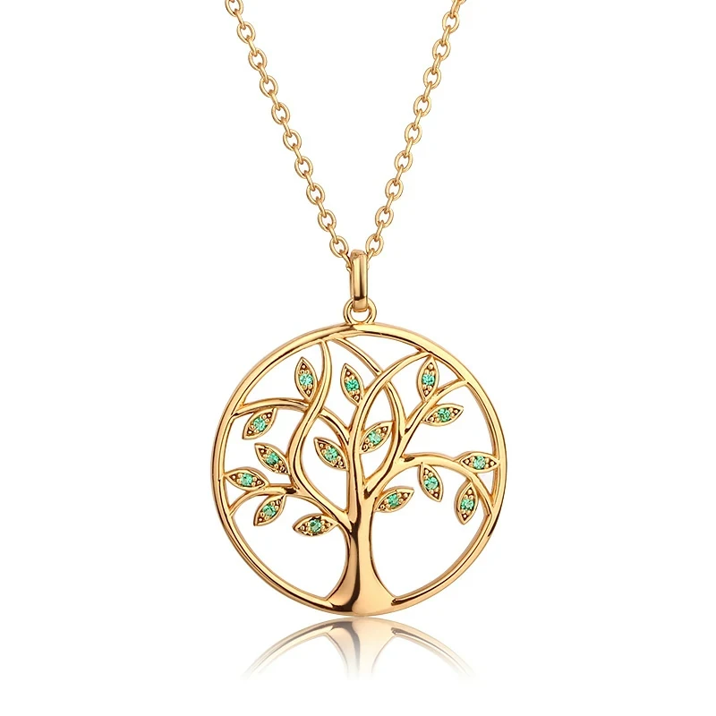 925 Sterling Silver Gemstone Life Tree Pendant Necklace