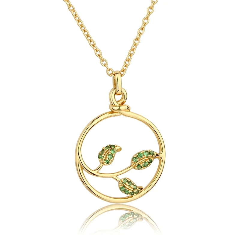 925 Sterling Silver Gemstone Leaf Pendant Necklace