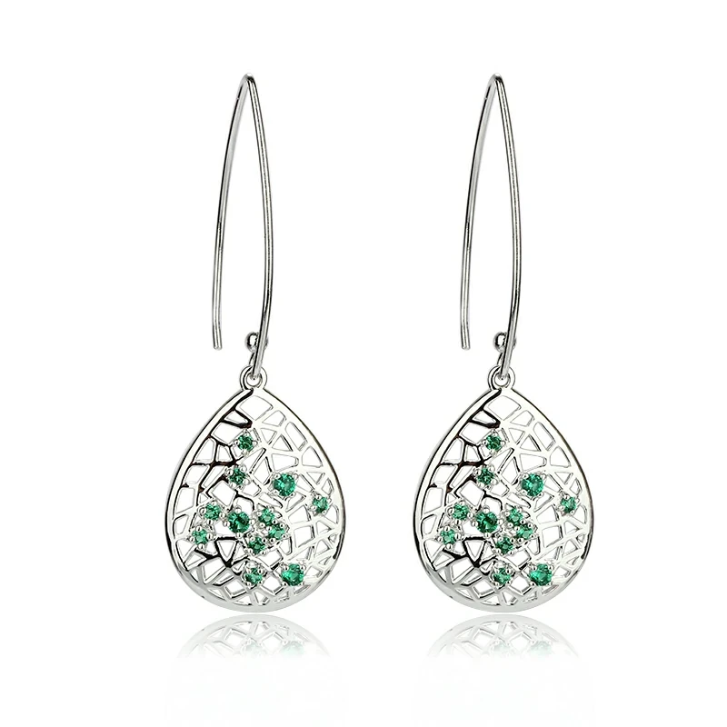 925 Sterling Silver Gemstone Teardrop Earrings