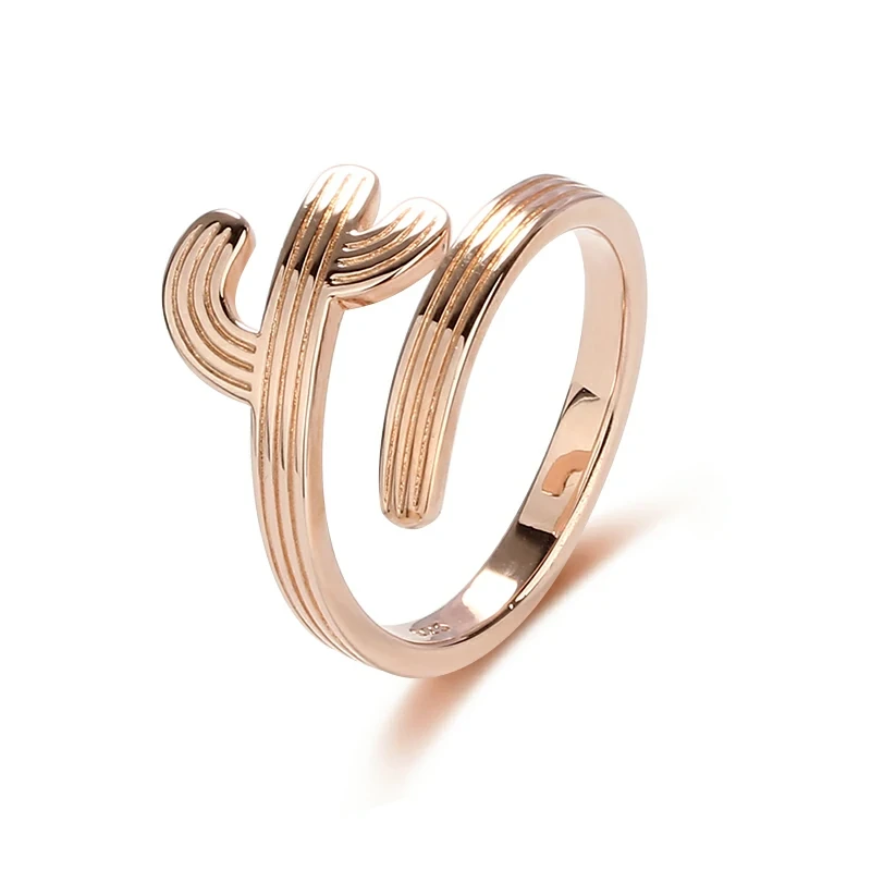 Rose Gold Plated Sterling Silver Cactus Ring
