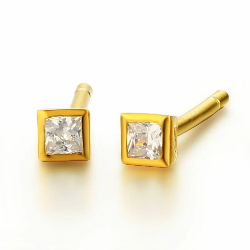 925 Sterling Silver Square Zirconia Stud Earrings