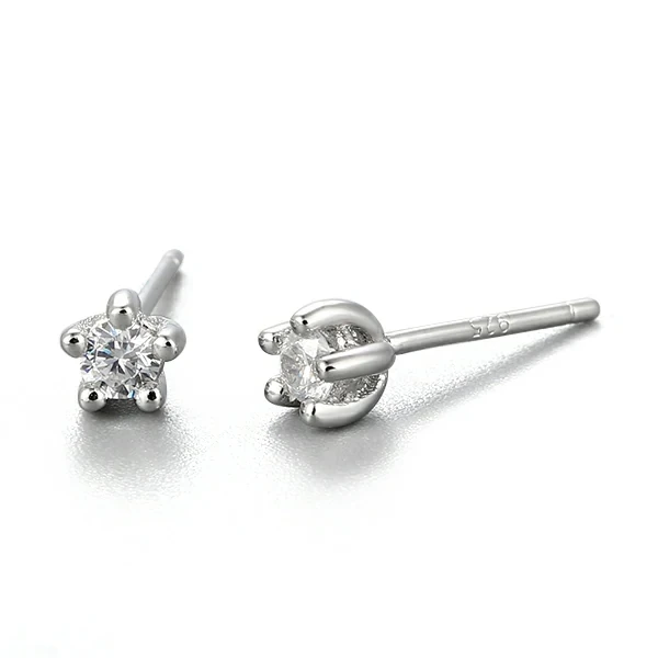 925 Sterling Silver Tiny Zirconia Stud Earrings