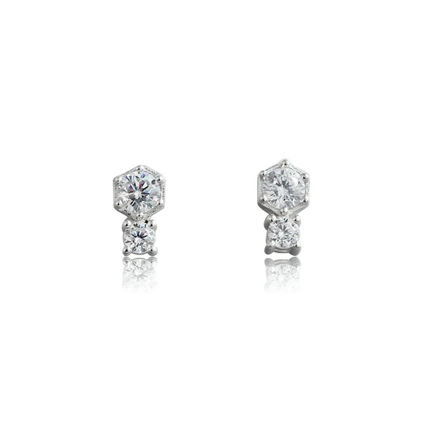 925 Sterling Silver Double Cubic Zirconia Earrings