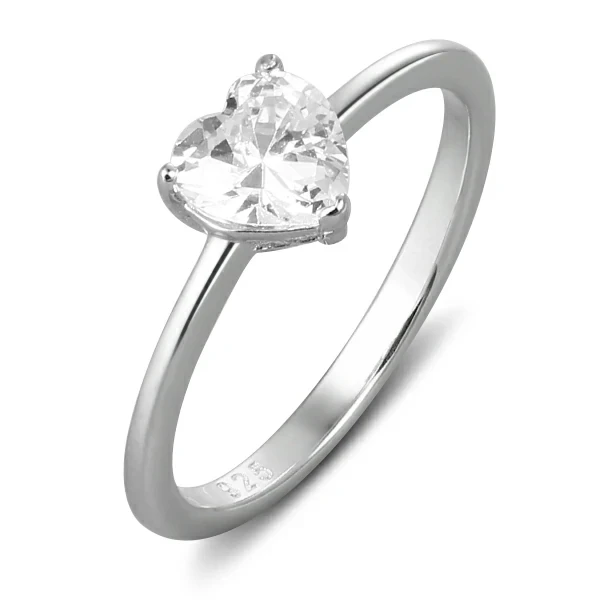 Rhodium Plated 925 Sterling Silver Engagement Ring