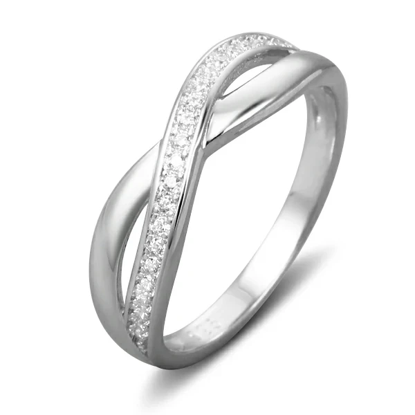 925 sterling silver one line polished one line with CZ ring
