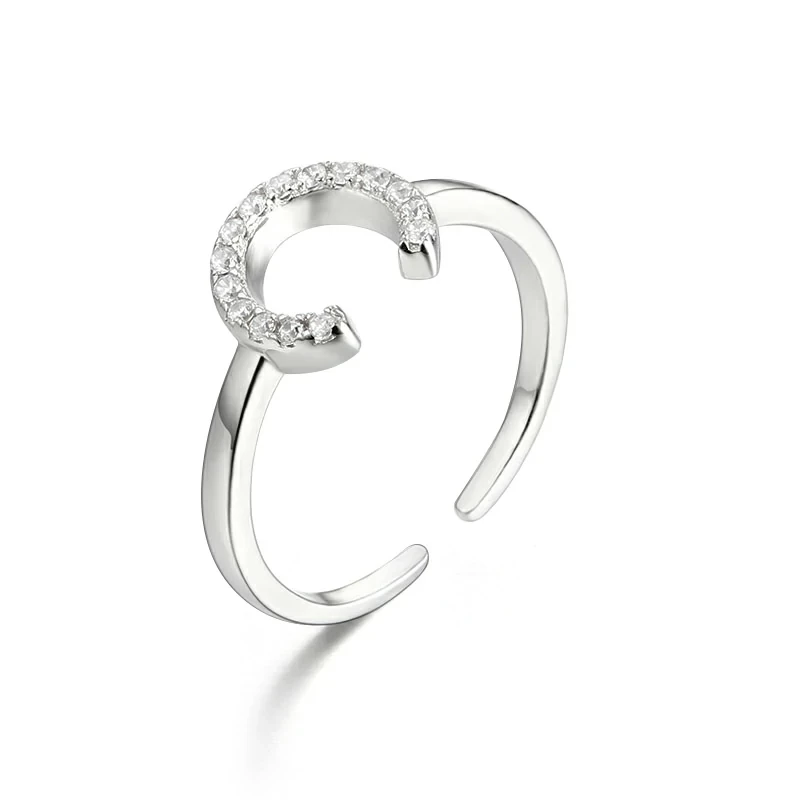 925 Sterling Silver Moon Open Ring
