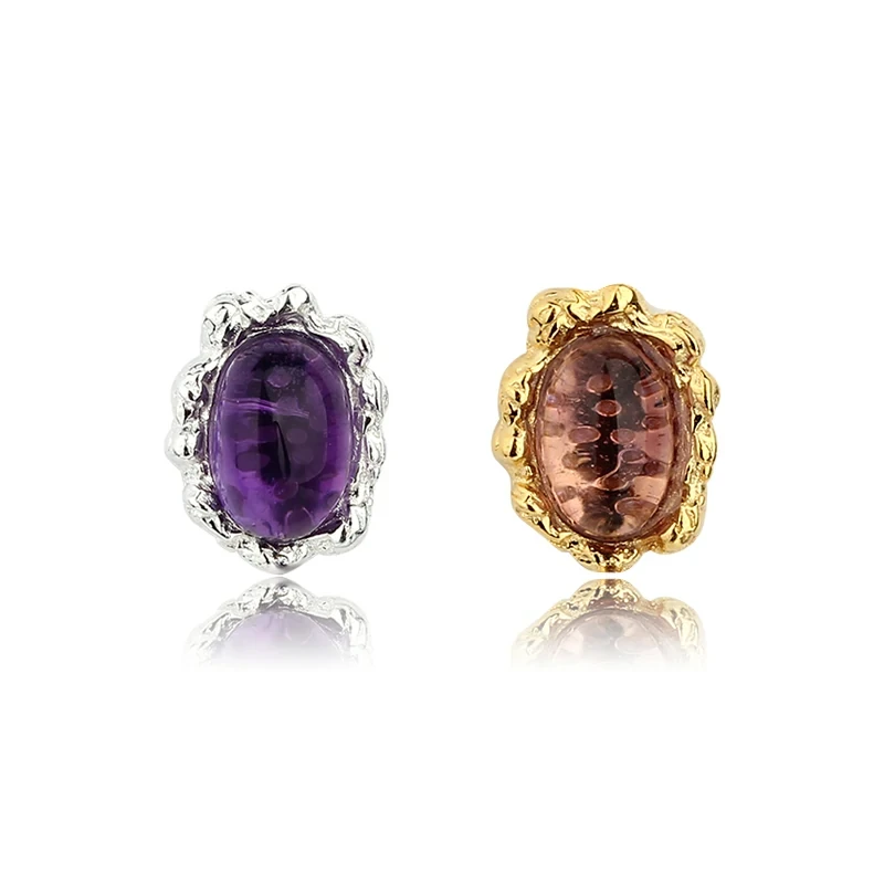 925 Sterling Silver Oval Amethyst Earring Studs