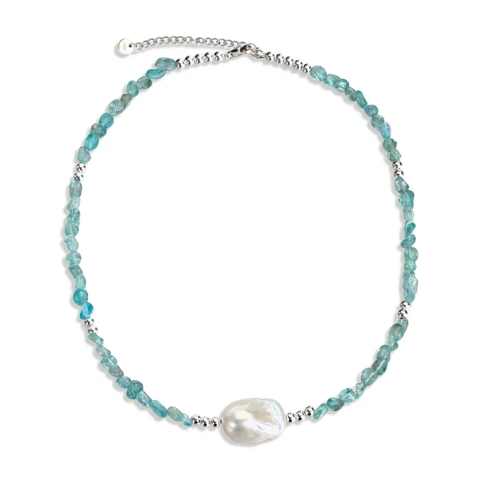 925 Sterling Silver Gems Pearl Necklace