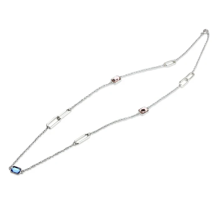 925 Sterling Silver Swarovski Crystal Long Necklace