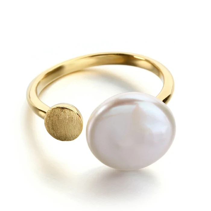 925 Sterling Silver Pearl Open Ring